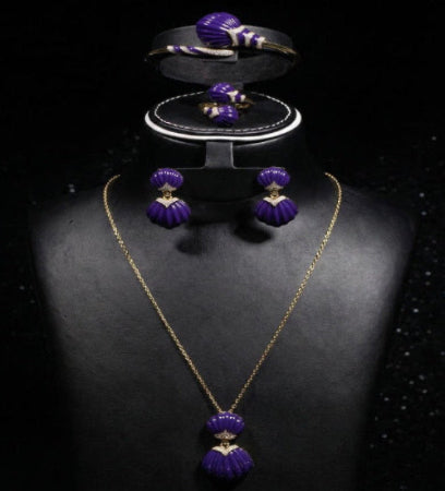 طقم صدفة الجمشت الملكية - Royal Amethyst Shell Set فضة 925