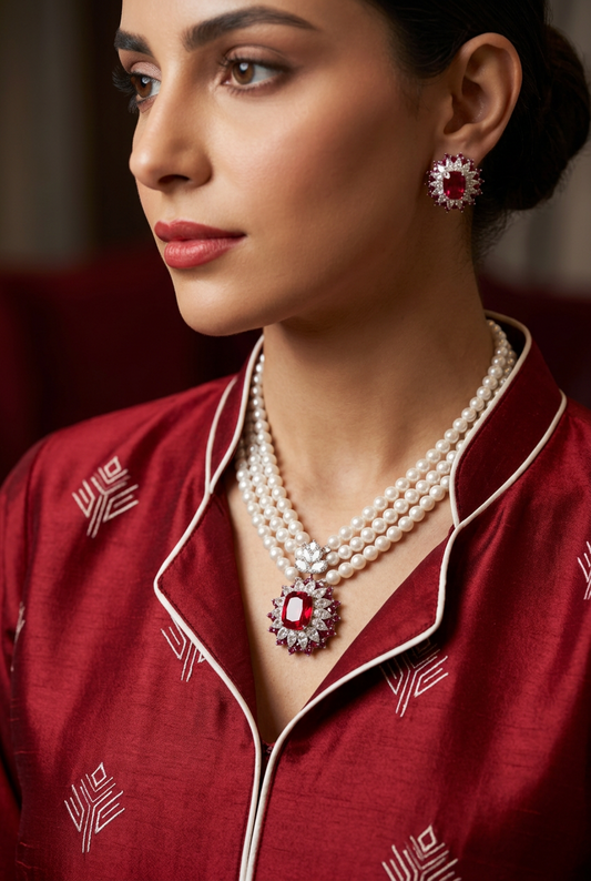 Ruby Pearl Set
