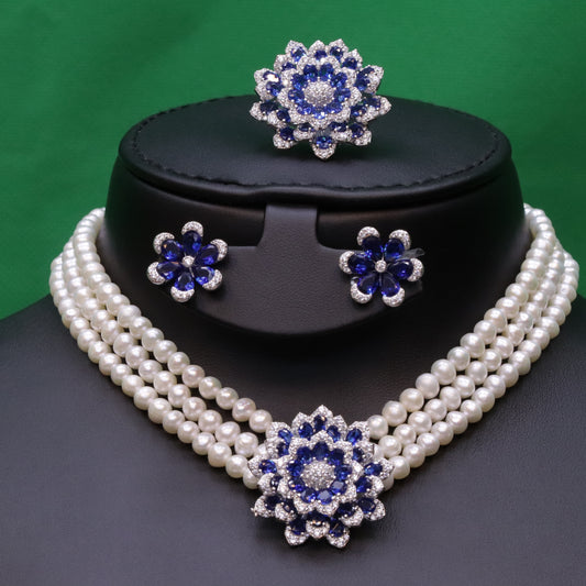 Abiya Blue Pearl Set