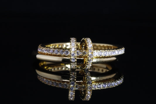 Moza Gold Double Band Ring | خاتم موزة ذهبي