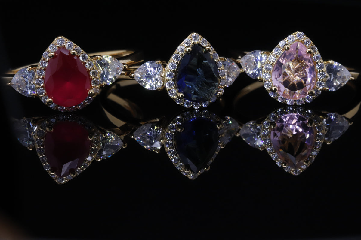 Rahaf Gold Pink Pear Ring | خاتم رهف ذهبي