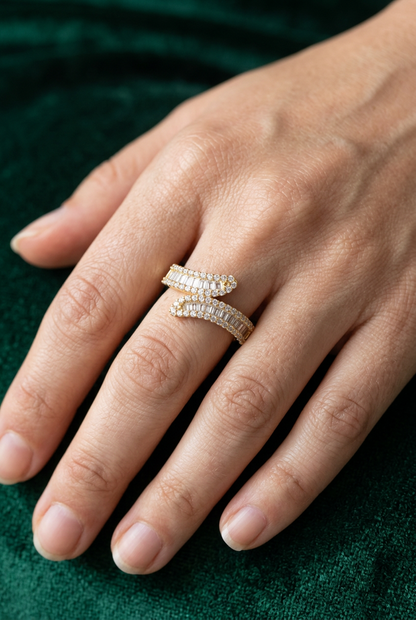 خاتم لين - Leen Baguette Wrap Ring فضة 925 - صورة 3