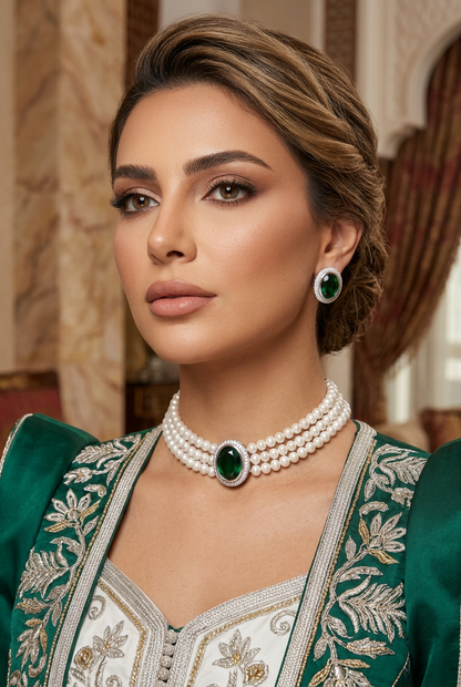 Green Eyes Pearl Set | طقم لؤلؤ العيون الخضراء