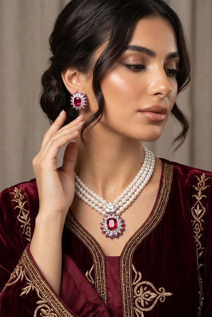 Ruby Pearl Set