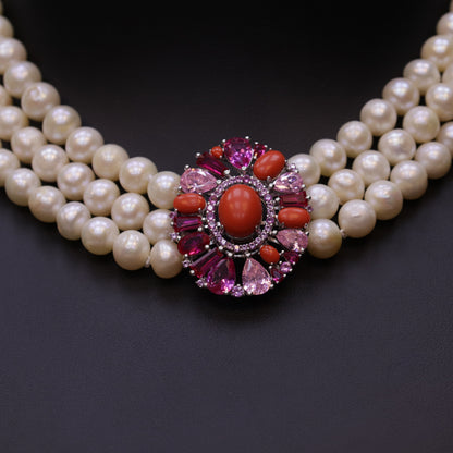 Badriya coral Pearl Set