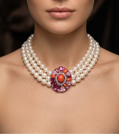Badriya Coral Pearl Set | طقم لؤلؤ بدرية المرجاني