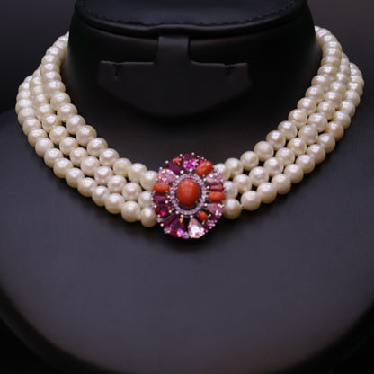 Badriya coral Pearl Set