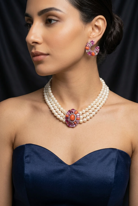 Badriya Coral Pearl Set