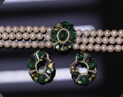 Badriya Green Pearl Set