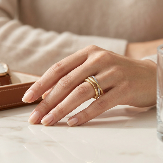 Rimas Gold Wave Ring | خاتم ريماس