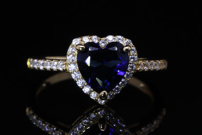 خاتم ريم ذهبي - Reem Gold Sapphire Heart Ring فضة 925