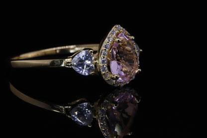 Rahaf Gold Pink Pear Ring | خاتم رهف ذهبي