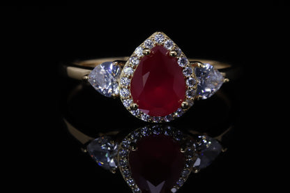 Rahaf Gold Pink Pear Ring | خاتم رهف ذهبي