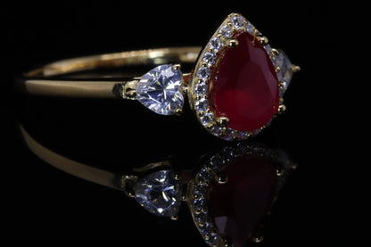 Rahaf Gold Pink Pear Ring | خاتم رهف ذهبي