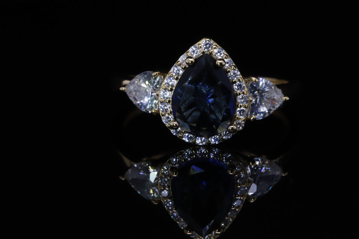 Rahaf Gold Pink Pear Ring | خاتم رهف ذهبي