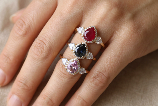 Rahaf Gold Pink Pear Ring | خاتم رهف ذهبي