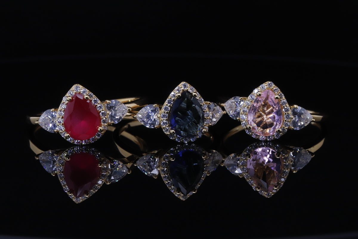 Rahaf Gold Pink Pear Ring | خاتم رهف ذهبي