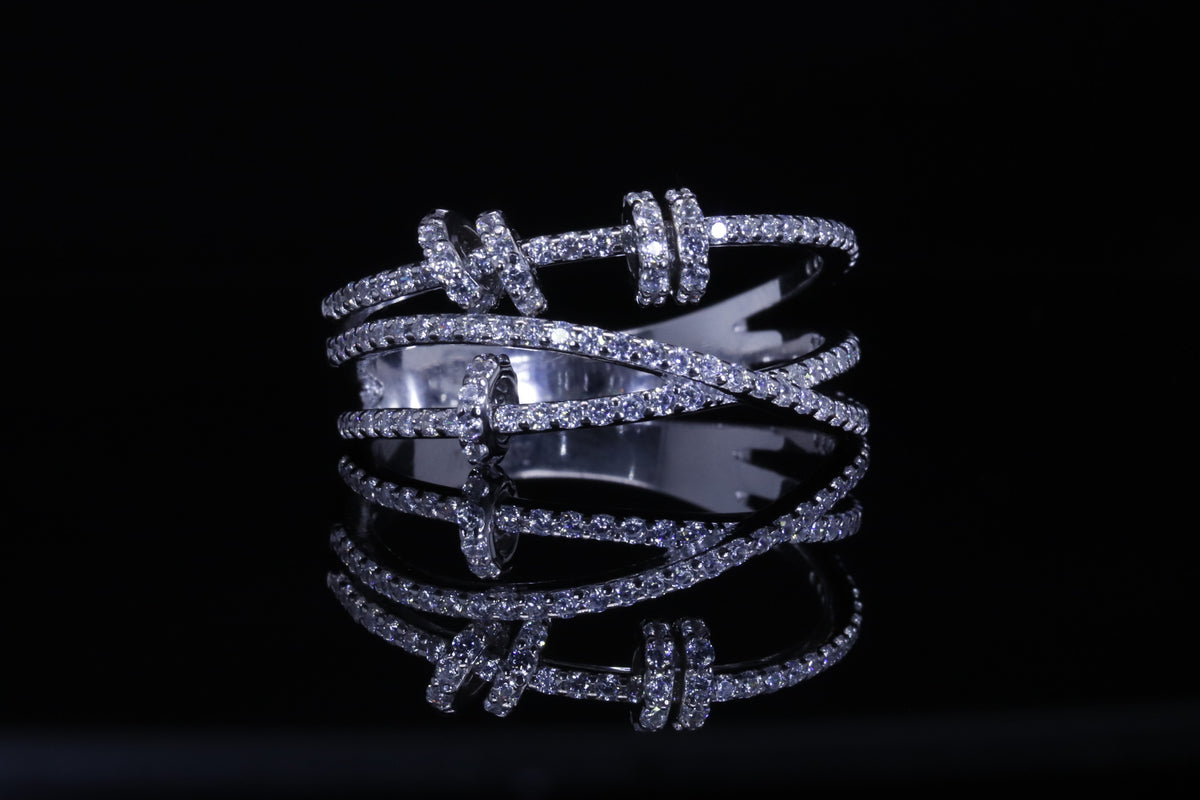 Lamar Layered Crossover Ring | خاتم لمار فضي