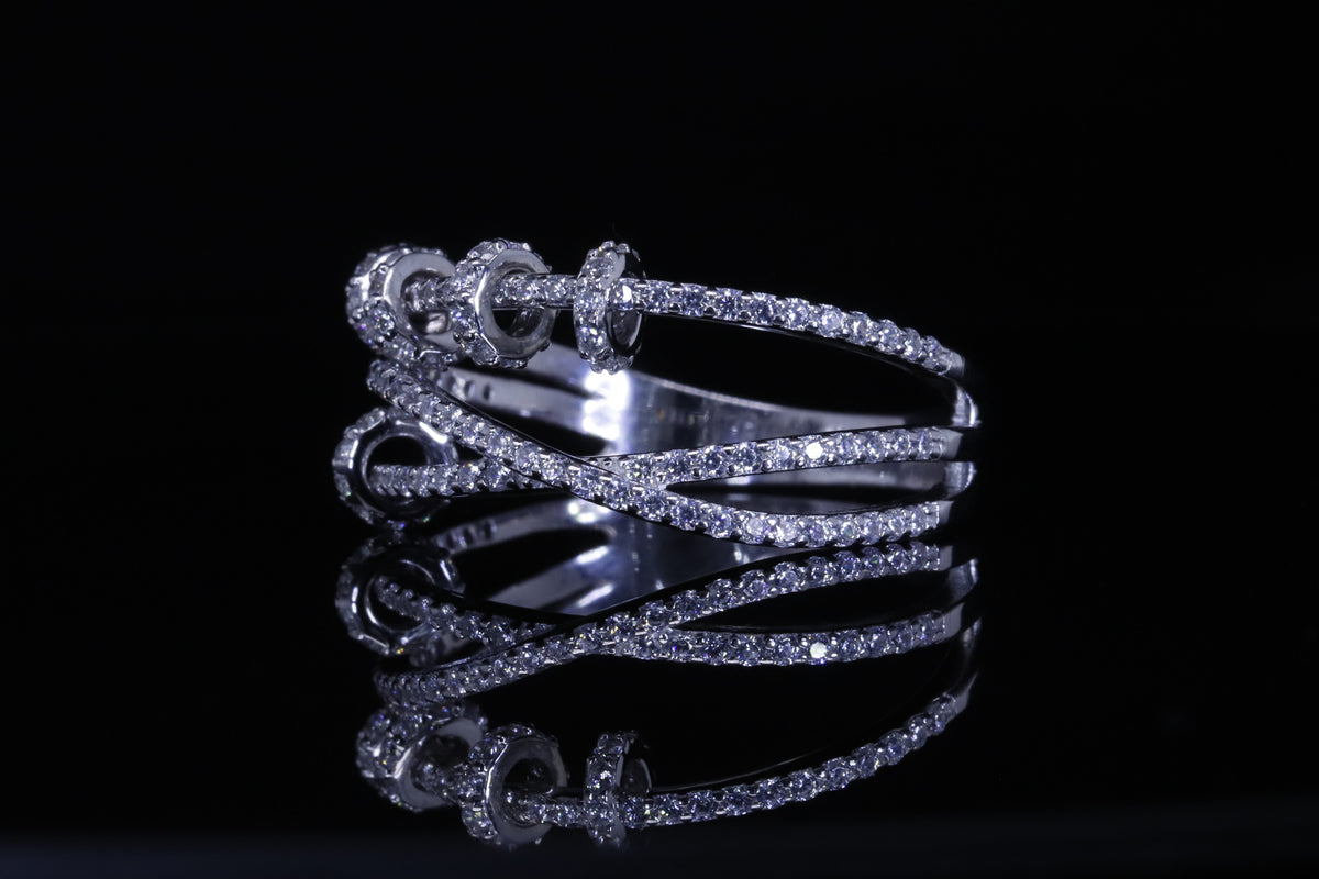 Lamar Layered Crossover Ring | خاتم لمار فضي