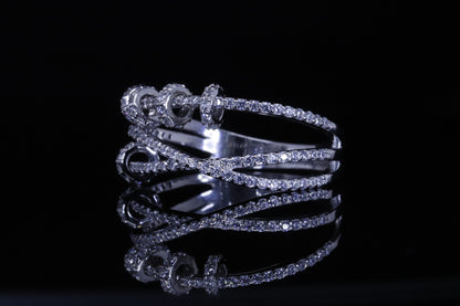 Lamar Layered Crossover Ring | خاتم لمار فضي
