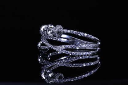 Lamar Layered Crossover Ring | خاتم لمار فضي