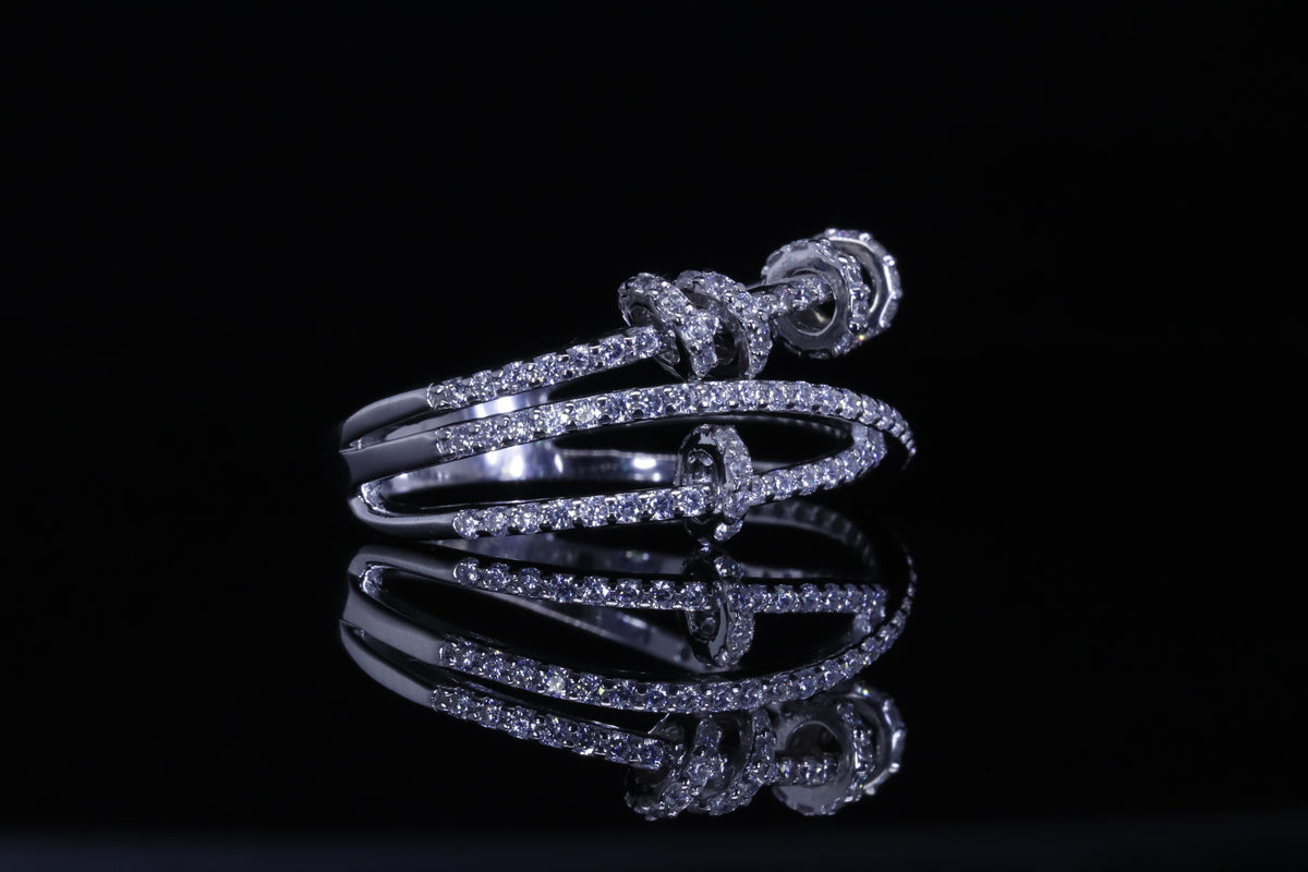 Lamar Layered Crossover Ring | خاتم لمار فضي