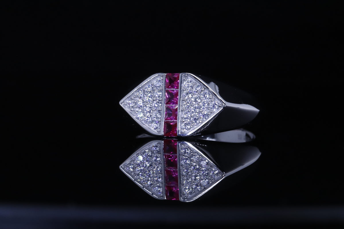 Hayat Ruby Line Ring | خاتم حياة فضي