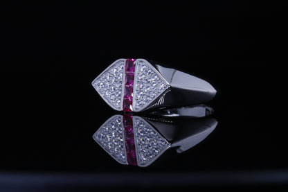 Hayat Ruby Line Ring | خاتم حياة فضي