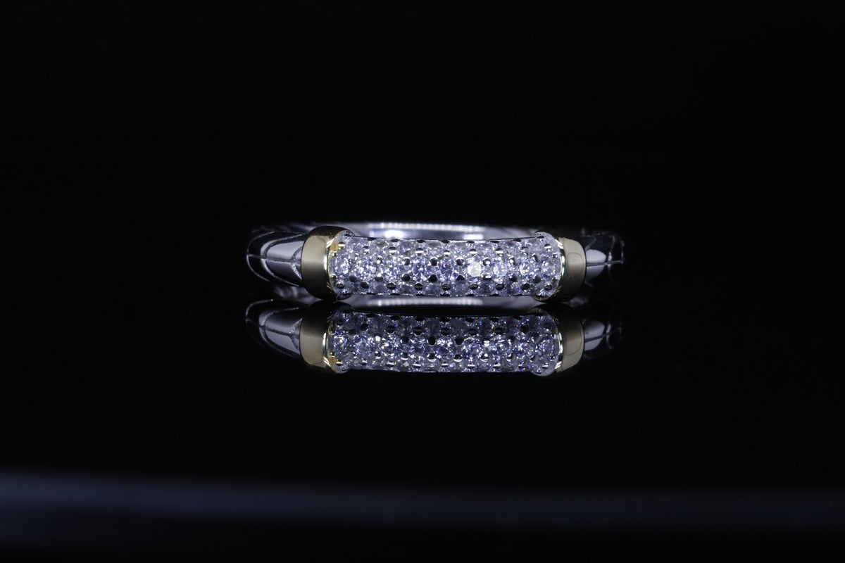 خاتم بيان - Bayan Two Tone Pave Ring فضة 925
