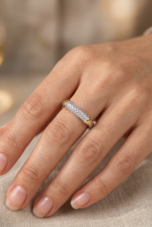 Bayan Two Tone Pave Ring | خاتم بيان