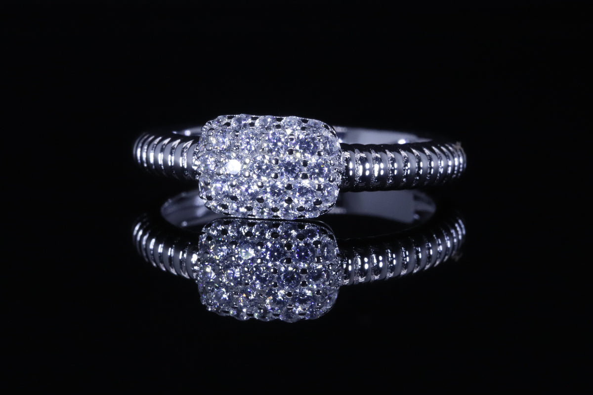 Wajd Rope Pave Ring | خاتم وجد فضي