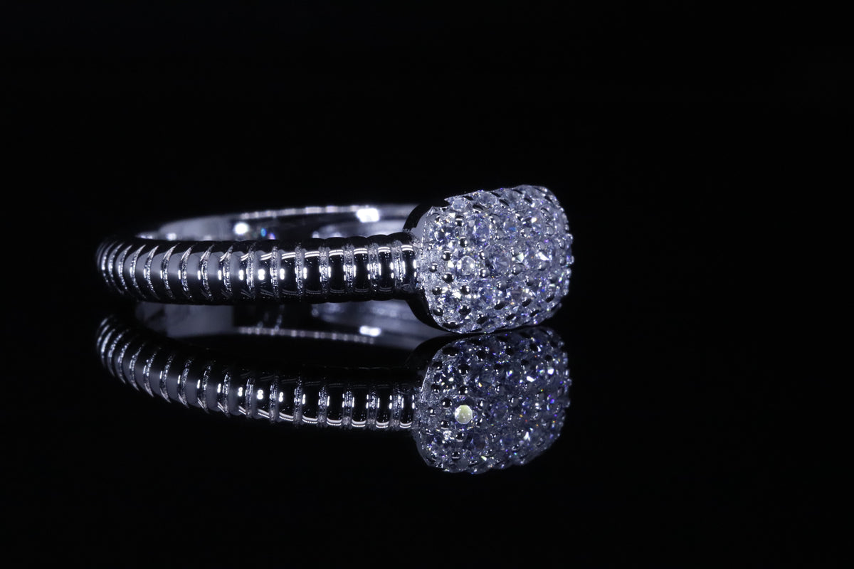 Wajd Rope Pave Ring | خاتم وجد فضي