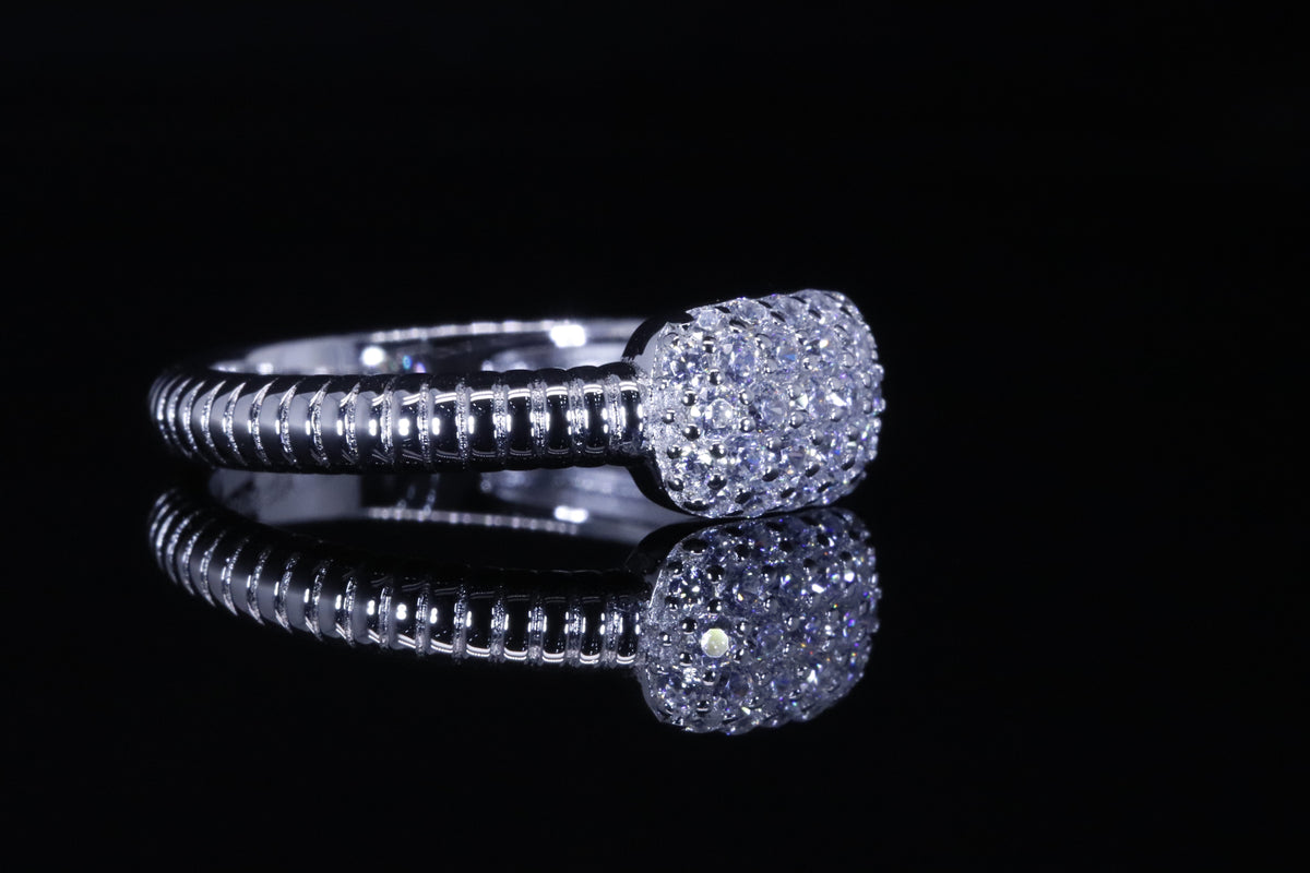 Wajd Rope Pave Ring | خاتم وجد فضي