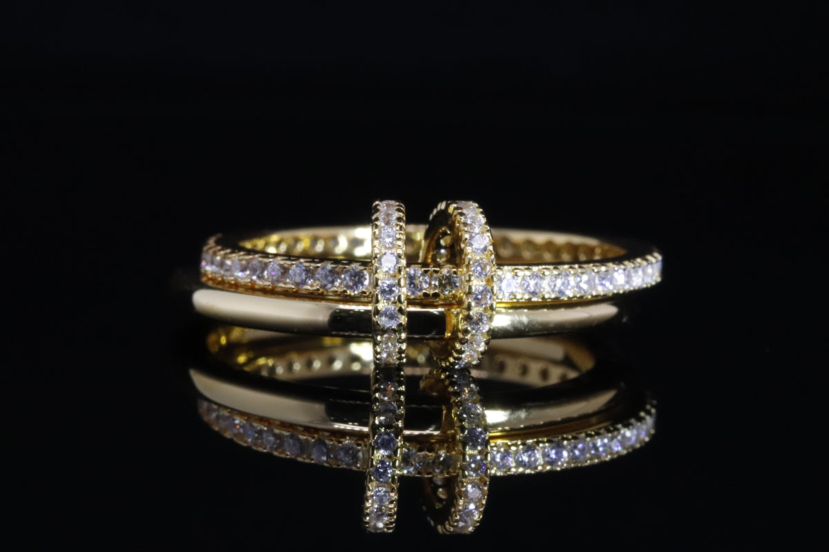 Moza Gold Double Band Ring | خاتم موزة ذهبي