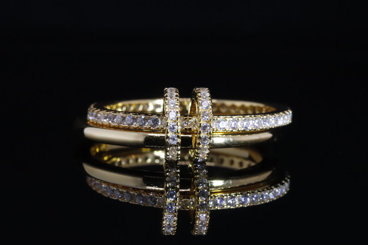 Moza Gold Double Band Ring | خاتم موزة ذهبي