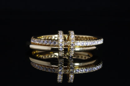Moza Gold Double Band Ring | خاتم موزة ذهبي