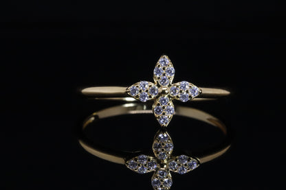خاتم سما ذهبي - Sama Gold Clover Ring فضة 925
