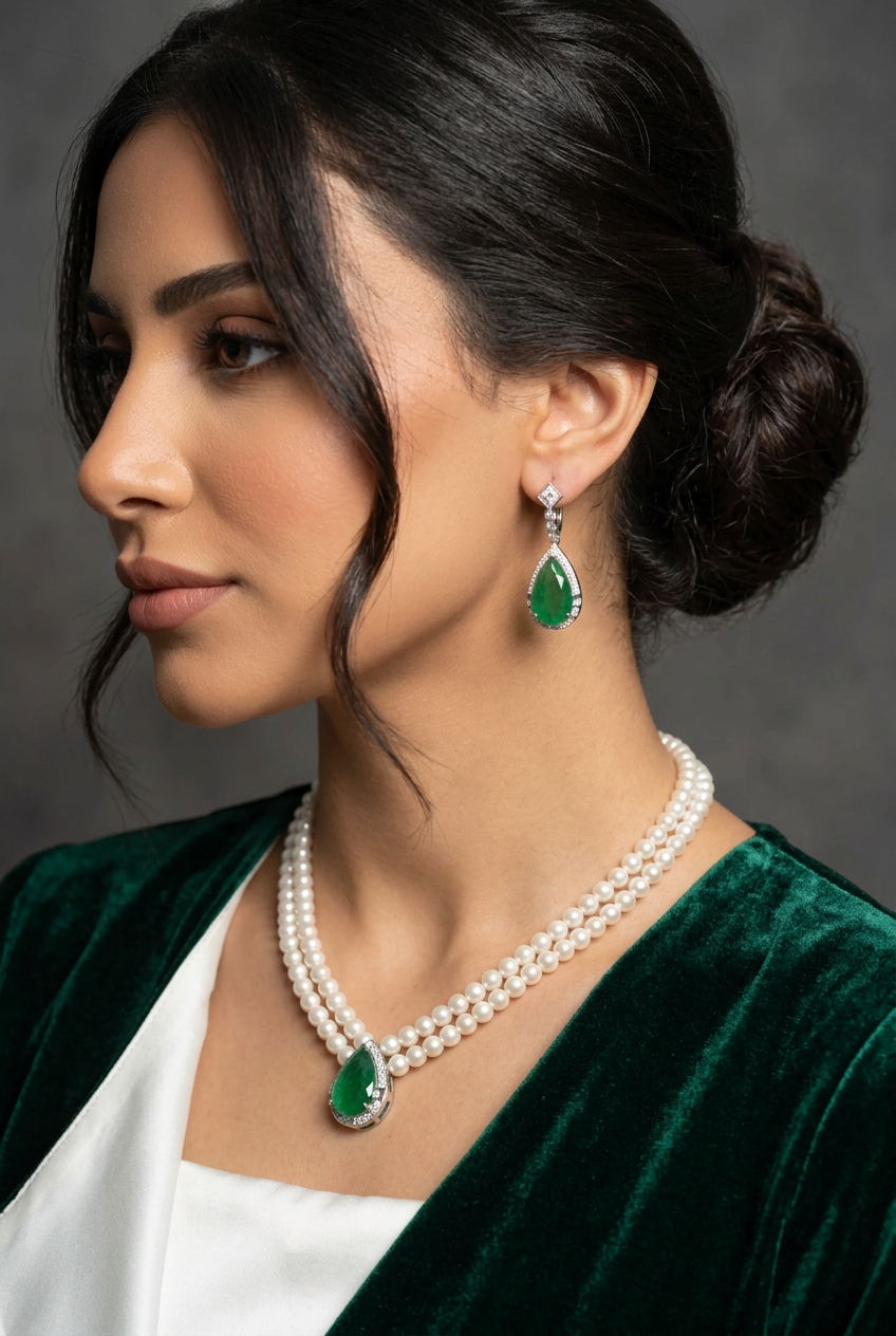 Emerald Pearl Set | طقم لؤلؤ الزمرد