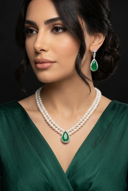 Emerald Pearl Set | طقم لؤلؤ الزمرد