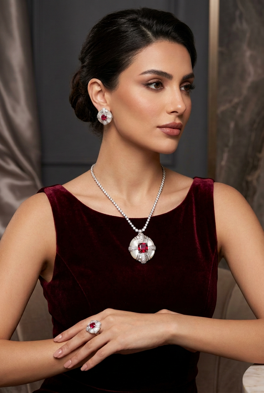 طقم ألين الفاخر - Aleen Luxury Set فضة 925