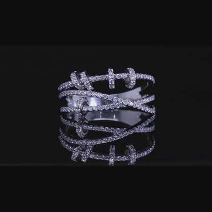 Lamar Layered Crossover Ring | خاتم لمار فضي