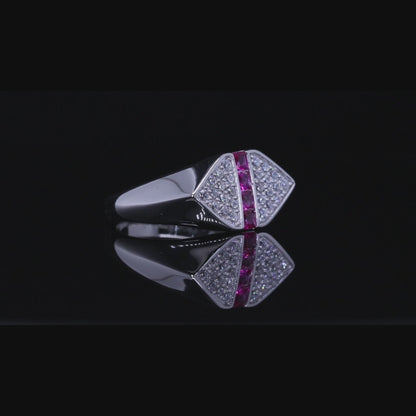 Hayat Ruby Line Ring | خاتم حياة فضي