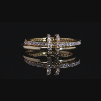 Moza Gold Double Band Ring | خاتم موزة ذهبي