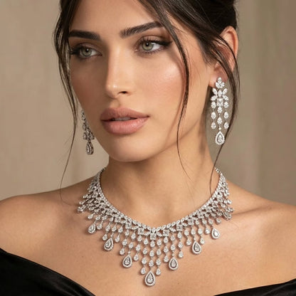 Yara White Set with High Quality Simulated Diamonds in 925 Sterling Silver Rhodium Plated